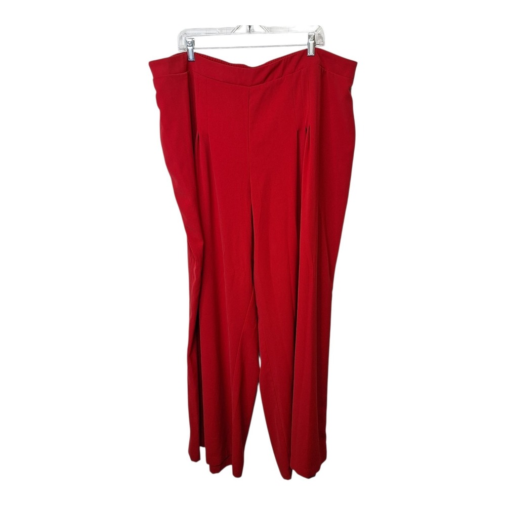Cato Womens 26/28W Pull On Pleated Wide Leg Palazzo Red High Rise Dressy